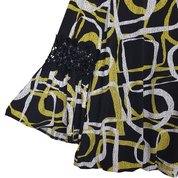 Alfani Womens Tunic Blouse Sz Large Embroidered Flared Sleeve Polyester Top EUC - Picture 9 of 15